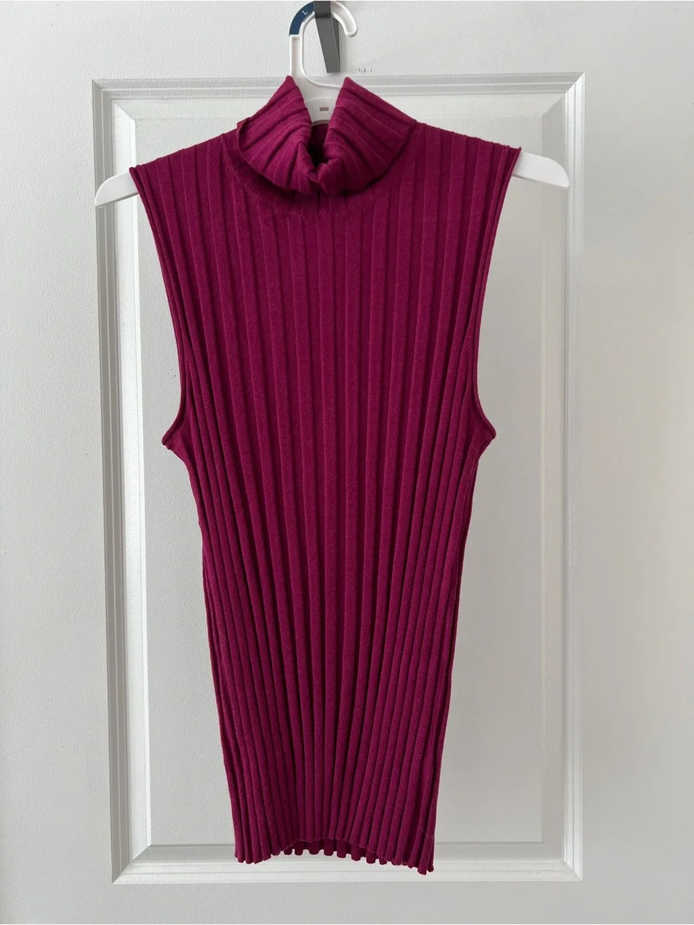 J. Crew NWT Turtleneck Sweater-Tank Dark Pink Ribbed Knit Large